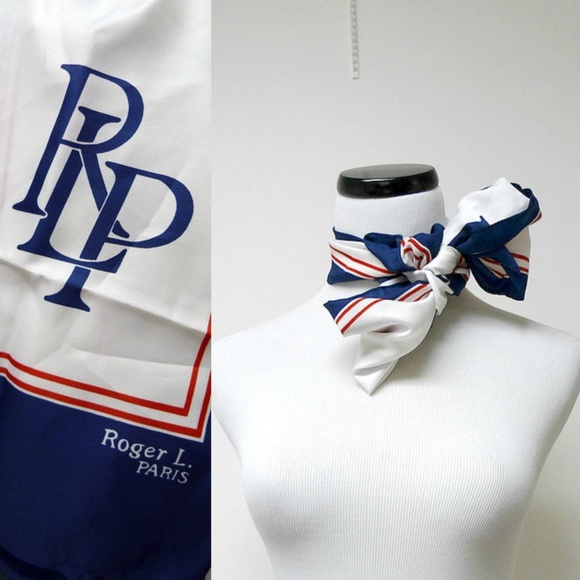 Roger L Paris red, white and blue polyester scarf - Picture 1 of 5